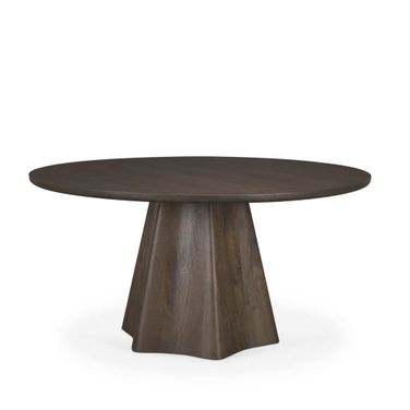 Jovani 60 Inch Solid Mango Wood Round Dining Table In Dark Brown