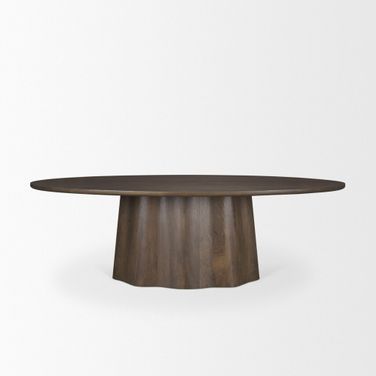 Jovani 94 Inch Solid Mango Wood Oval Dining Table In Dark Brown