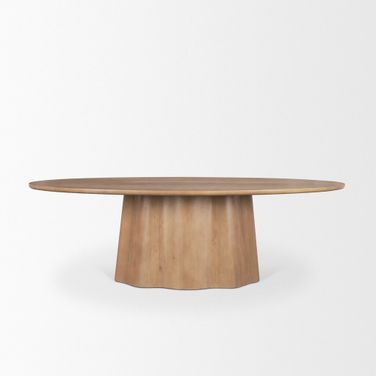 Jovani 94 Inch Solid Mango Wood Oval Dining Table In Light Brown