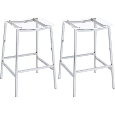 Jovani Acrylic Backless Bar Stools Clear and Chrome Set of 2