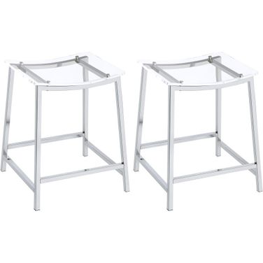Jovani Acrylic Backless Counter Height Bar Stools Clear and Chrome Set of 2