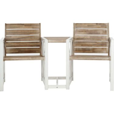 Jovanna White and Oak 2-Seat Bench