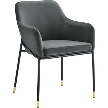 Jovi Performance Velvet Dining Arm Chair In Black Charcoal