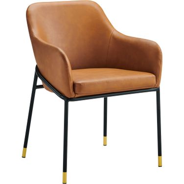 Jovi Vegan Leather Dining Chair In Black Tan