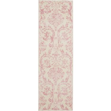 Jubilant 2' x 6' Vintage Indoor Rug In Ivory and Pink
