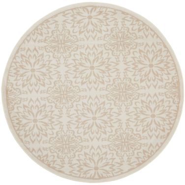 Jubilant 8' x 8' Round Indoor Rug In Ivory Beige