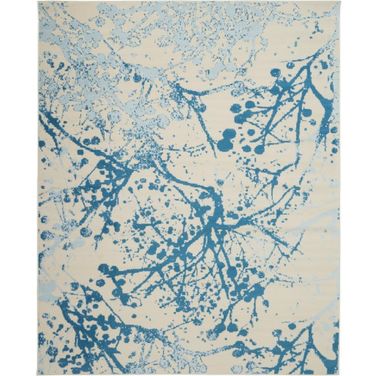 Jubilant Ivory and Blue 7'10" x 9'10" Area Rug