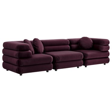 Jubilee 3-Piece Modular Performance Velvet Sectional Sofa In Mulberry