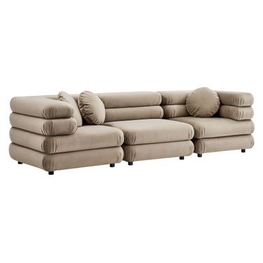Jubilee 3-Piece Modular Performance Velvet Sectional Sofa In Taupe