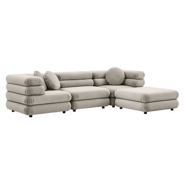 Jubilee 4-Piece Modular Performance Velvet Sectional Sofa In Almond