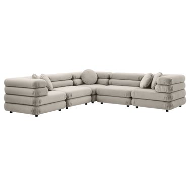 Jubilee 5-Piece Modular Performance Velvet Sectional Sofa In Almond