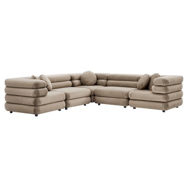 Jubilee 5-Piece Modular Performance Velvet Sectional Sofa In Taupe