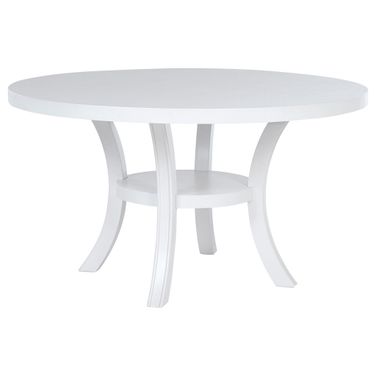 Judd 54 Inch Round Dining Wood Table with Shelf In Pearl White
