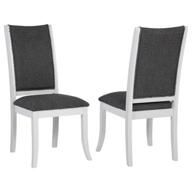Judd Upholstered Dining Side Chair Set of 2 In Dark Grey and Pearl White