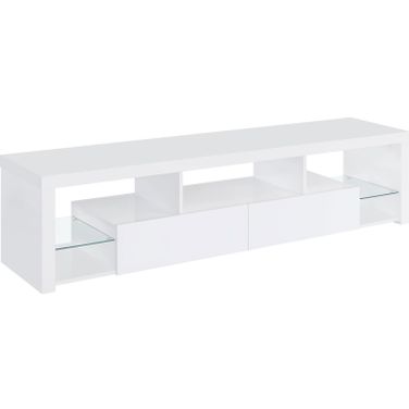 Jude 2-drawer 71 Inch TV Stand With Shelving White High Gloss