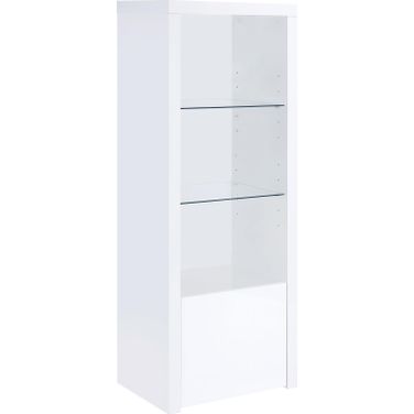 Jude 3-shelf Media Tower With Storage Cabinet White High Gloss