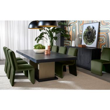 Judson 100 Inch Judson Dining Room Set In Black and Warm Brass