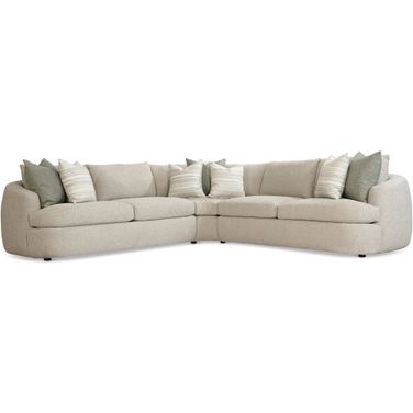 Jules 3-Piece Fabric Sectional In Beige and Tan Boucle