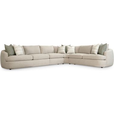 Jules 4-Piece Fabric Sectional In Beige and Tan Boucle
