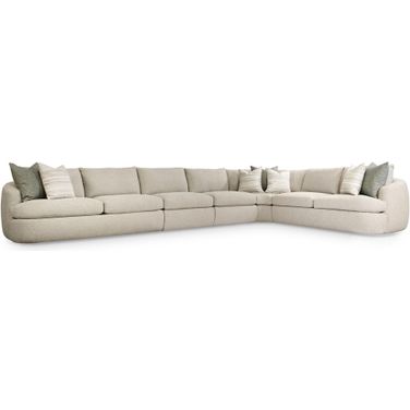 Jules 5-Piece Fabric Sectional In Beige and Tan Boucle