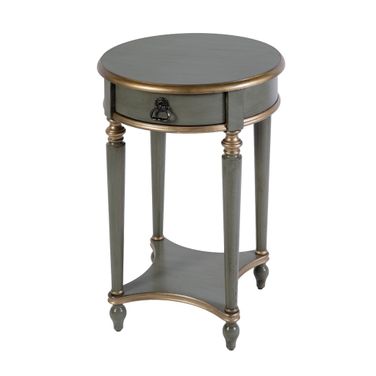 Jules Round Wood 1 Drawer End Table In Pastel Green