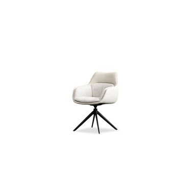 Jules Swivel 360 Dining Chair Black Powder Coated Steel Base In Light Cream