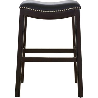 Julian 26 Inch Faux Leather Seat Counter-Height Wood Barstool In Espresso and Black