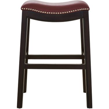 Julian 26 Inch Faux Leather Seat Counter-Height Wood Barstool In Espresso and Red