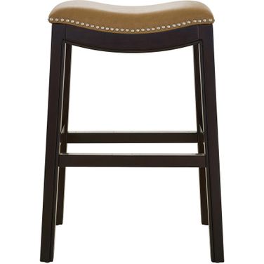 Julian 26 Inch Faux Leather Seat Counter-Height Wood Barstool In Espresso and Tan