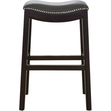 Julian 31 Inch Faux Leather Seat Bar-Height Wood Barstool In Espresso and Gray