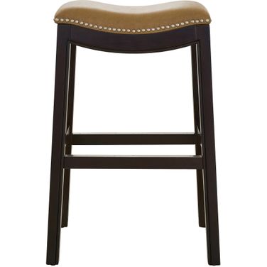 Julian 31 Inch Faux Leather Seat Bar-Height Wood Barstool In Espresso and Tan
