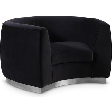 Julian Velvet Chair In Black and Chrome
