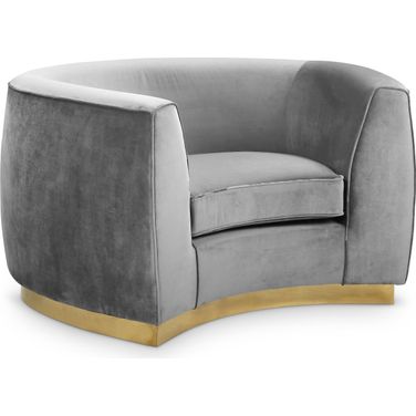Julian Velvet Chair In Grey/Gold