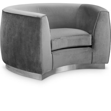 Julian Velvet Chair In Grey/Chrome