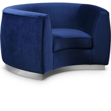Julian Velvet Chair In Navy/Chrome