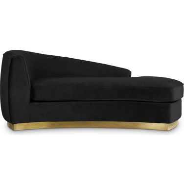 Julian Velvet Chaise In Black/Gold