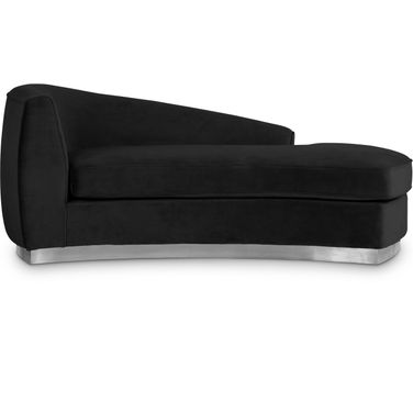 Julian Velvet Chaise In Black/Chrome