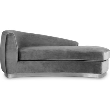 Julian Velvet Chaise In Grey/Chrome