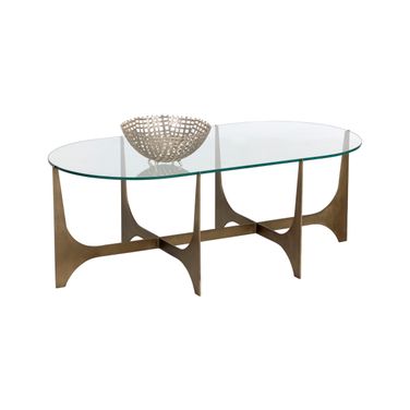 Juliane Coffee Table In Antique Brass and Clear