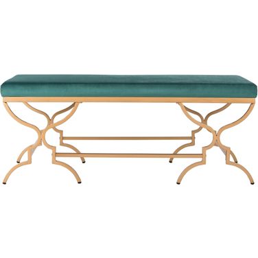 Juliet Emerald and Gold Rectangular Bench