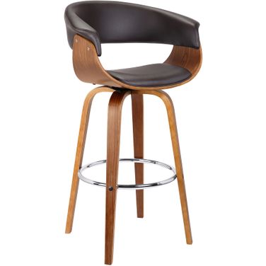Julyssa 26 Inch Counter Height Swivel Brown Faux Leather and Walnut Wood Bar Stool