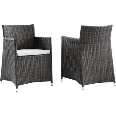 Junction Brown White Arm Chair Outdoor Patio Wicker Set of 2