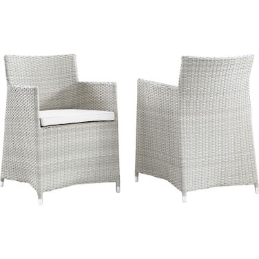 Junction Gray and White Arm Chair Outdoor Patio Wicker Set of 2