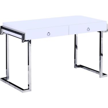 Juneau Modern 2 Drawer Engineered Wood Computer Desk In Silver