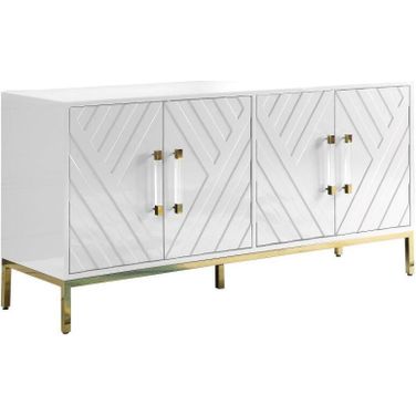 Junior 64 Inch Transitional Wood Sideboard In White And Gold