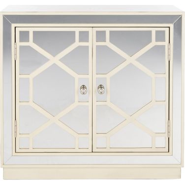 Juniper Antique Beige/Nickel/Mirror 2 Door Chest