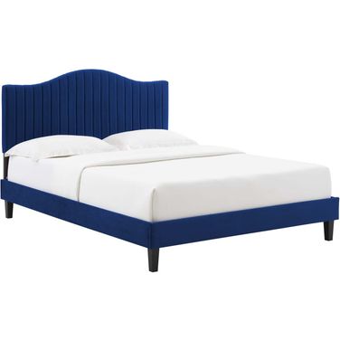 Juniper Channel Tufted Performance Velvet King Platform Bed MOD-6750-NAV