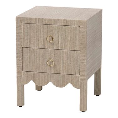 Juniper Grasscloth 2-Drawer Nightstand In Gold and Beige