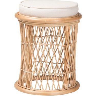 Junius Rattan Ottoman Footstool In Natural and White
