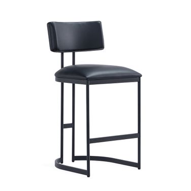 Juno Vegan Leather Metal Counter Stool In Black